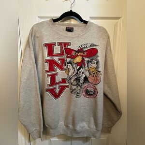 Savvy UNLV Gray Crewneck Sweatshirt with Red Graphic